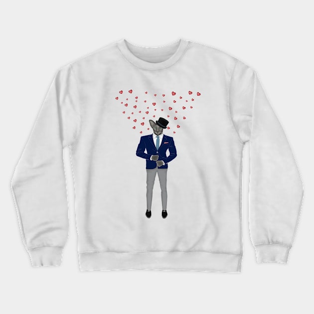 Cat with hearts in suit and hat. Cat gentleman. Crewneck Sweatshirt by KateQR